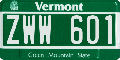 VT license plate ZWW601