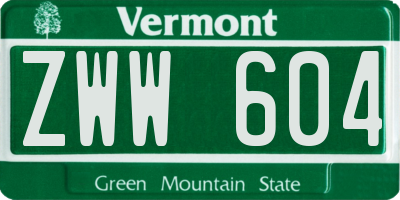VT license plate ZWW604