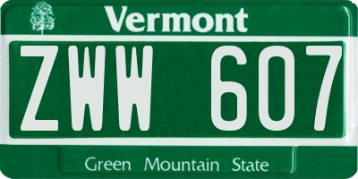 VT license plate ZWW607