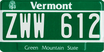 VT license plate ZWW612