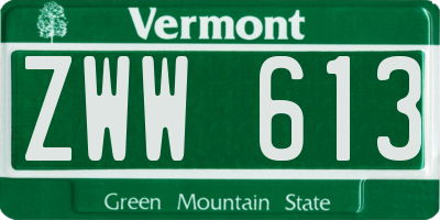 VT license plate ZWW613