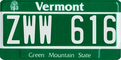 VT license plate ZWW616