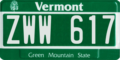 VT license plate ZWW617