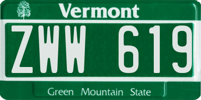 VT license plate ZWW619