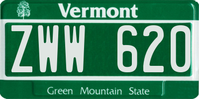 VT license plate ZWW620