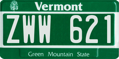 VT license plate ZWW621
