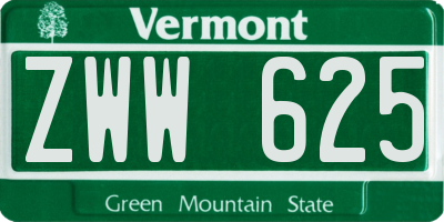 VT license plate ZWW625