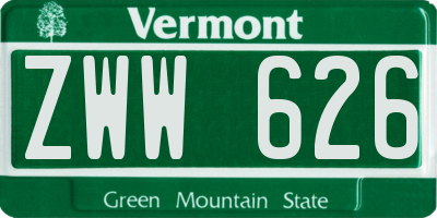 VT license plate ZWW626