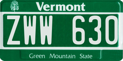 VT license plate ZWW630