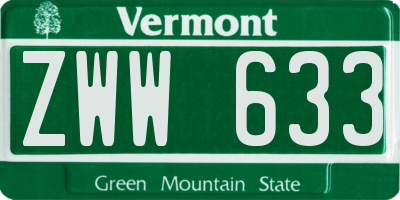 VT license plate ZWW633