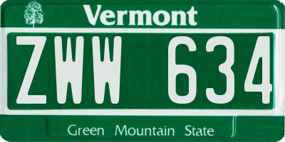 VT license plate ZWW634