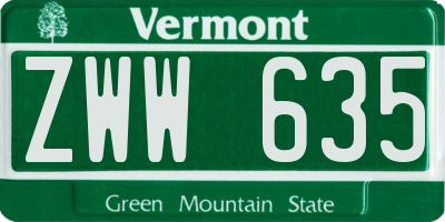 VT license plate ZWW635