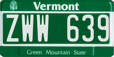 VT license plate ZWW639