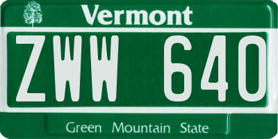 VT license plate ZWW640