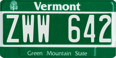 VT license plate ZWW642