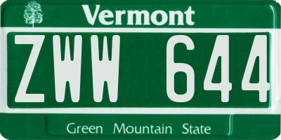VT license plate ZWW644