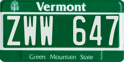 VT license plate ZWW647
