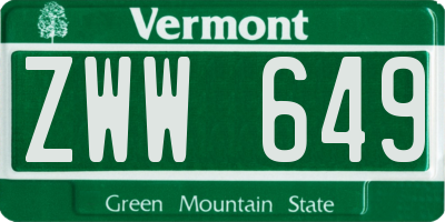 VT license plate ZWW649