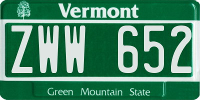 VT license plate ZWW652