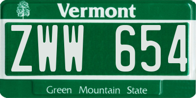 VT license plate ZWW654