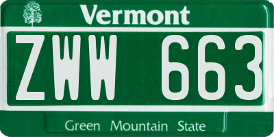 VT license plate ZWW663