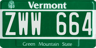 VT license plate ZWW664