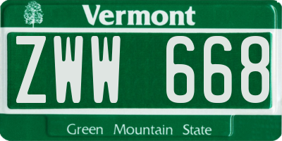 VT license plate ZWW668