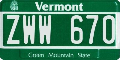 VT license plate ZWW670