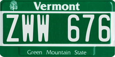 VT license plate ZWW676