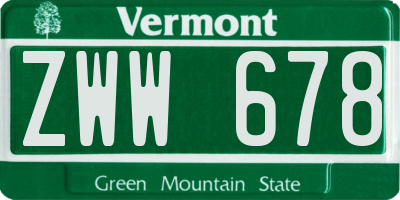 VT license plate ZWW678