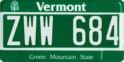 VT license plate ZWW684