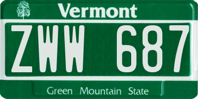 VT license plate ZWW687
