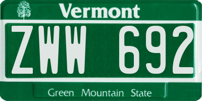 VT license plate ZWW692
