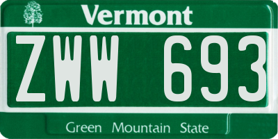 VT license plate ZWW693