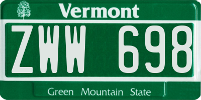 VT license plate ZWW698