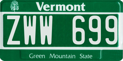 VT license plate ZWW699