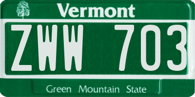 VT license plate ZWW703