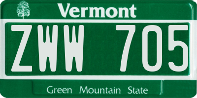 VT license plate ZWW705