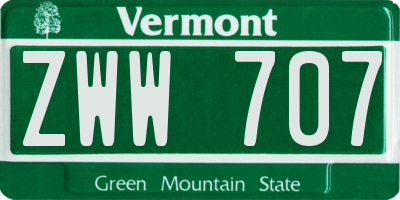 VT license plate ZWW707