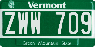 VT license plate ZWW709