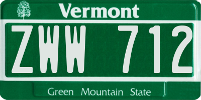 VT license plate ZWW712