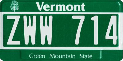 VT license plate ZWW714