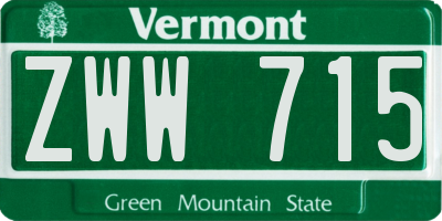 VT license plate ZWW715