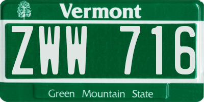 VT license plate ZWW716