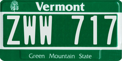 VT license plate ZWW717