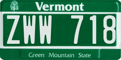 VT license plate ZWW718
