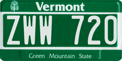 VT license plate ZWW720