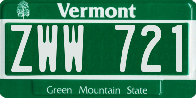 VT license plate ZWW721