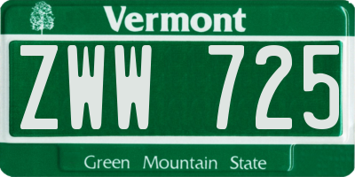 VT license plate ZWW725