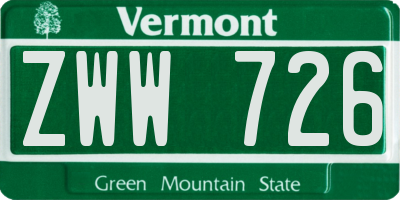 VT license plate ZWW726